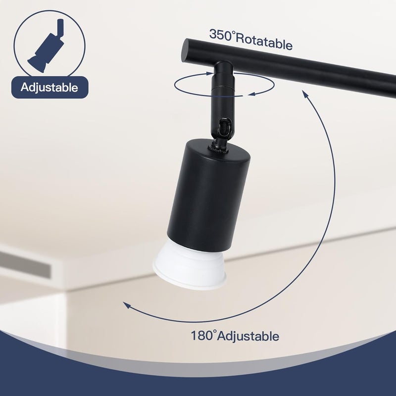 SEEBLEN 6-Light Kitchen Track Lighting, Black Adjustable GU10 Track Ceiling Light Kit, Industrial Flush Mount Ceiling Spotlight Fixture for Hallway, Dining Room - Image 3